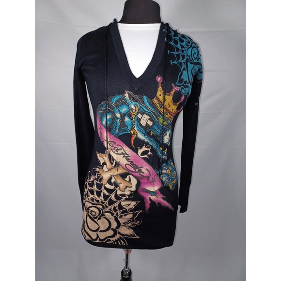 Ed Hardy Tops - Women's Ed Hardy Pull Over Hoodie Size Medium